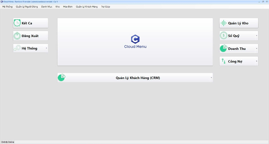 Giao diện chính của Cloud Menu